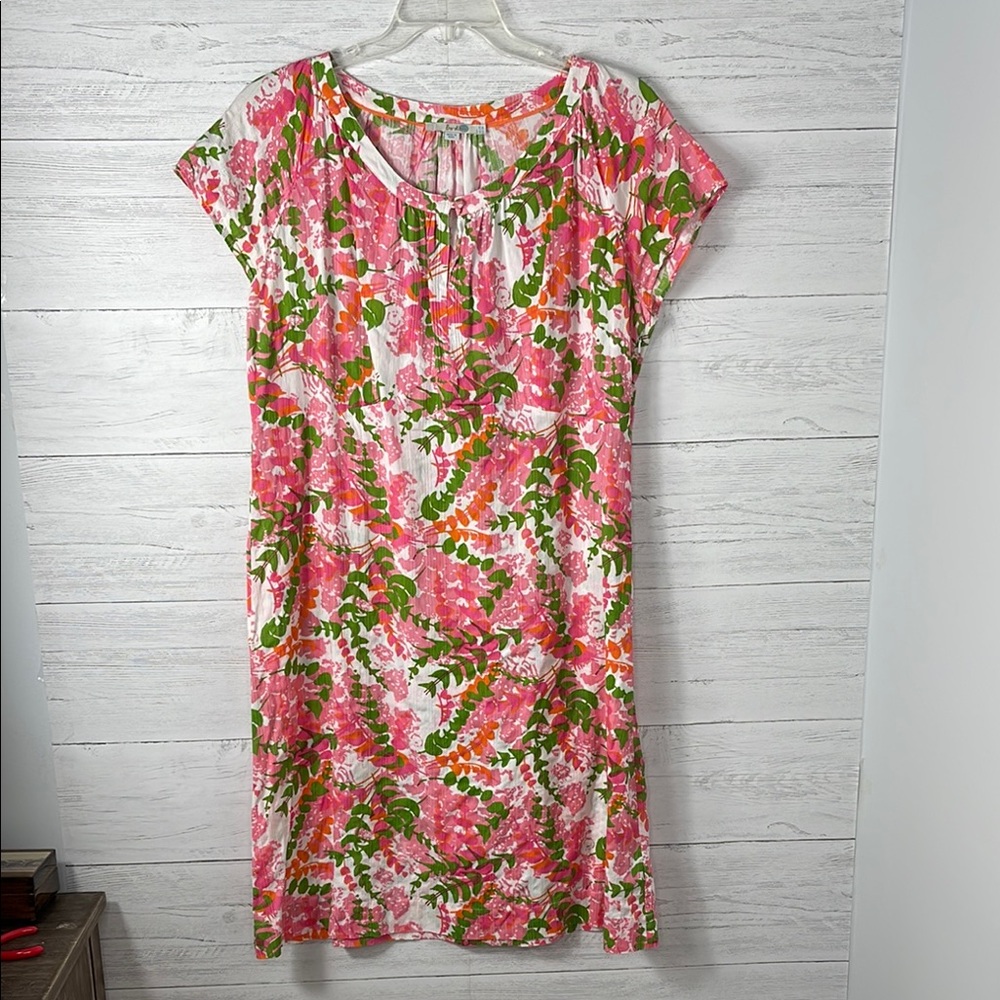 Boden Pink and Green Floral Mini Dress